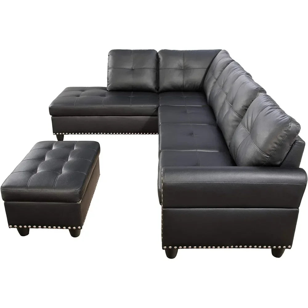 VersaLounge Reversible L-Shaped Sectional Sofa with Ottoman - Buy Home Furniture Online at FYHO