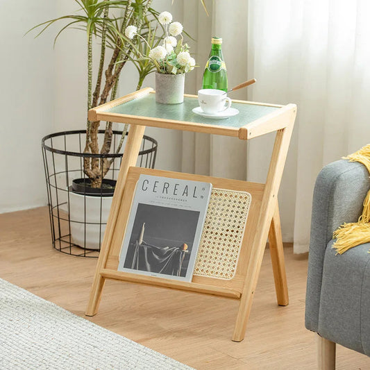 ZenStand Wood & Glass Side Table Minimalist Sofa End Table - Buy Home Furniture Online at FYHO